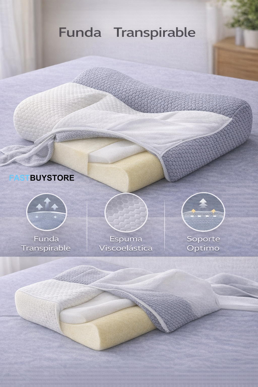 NeuroRest Ergonomic™ - Almohada cervical ergonómica antiestrés